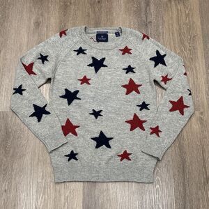 Scotch Soda Sweater Mens Medium Wool Gray Blue Red Stars Patriotic Daredevil